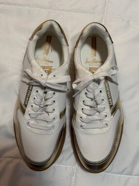 Sam Edelman White & Gold Women's Low-Top Sneakers